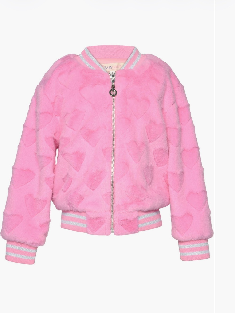Truly Me by Sara Sara Kids' Faux Fur Heart Bomber Jacket size 6